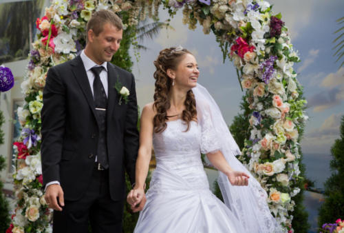 young groom and bride