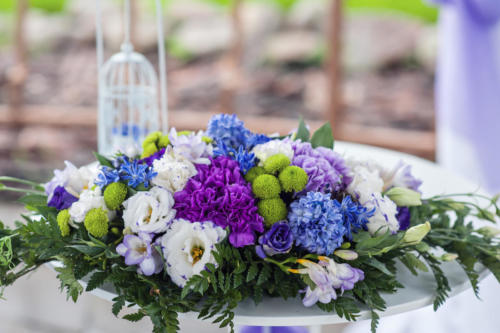 Flower arrangement at the wedding ceremony