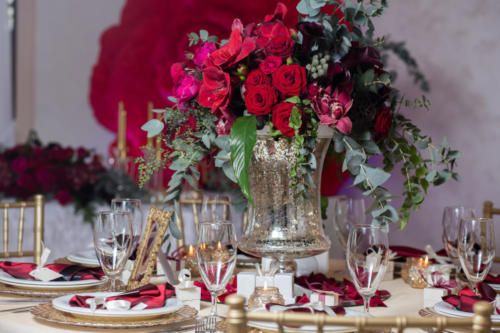 Beautiful flowers on table in wedding day. Luxury holiday background.