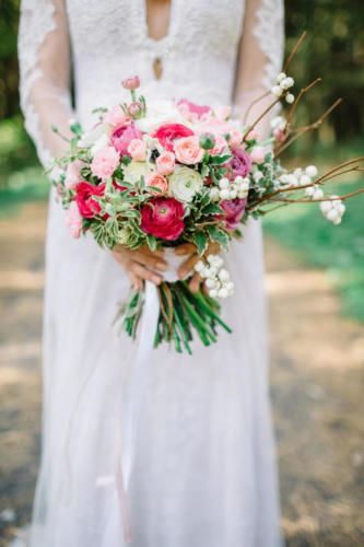 Beauty wedding bouquet in bride's hands