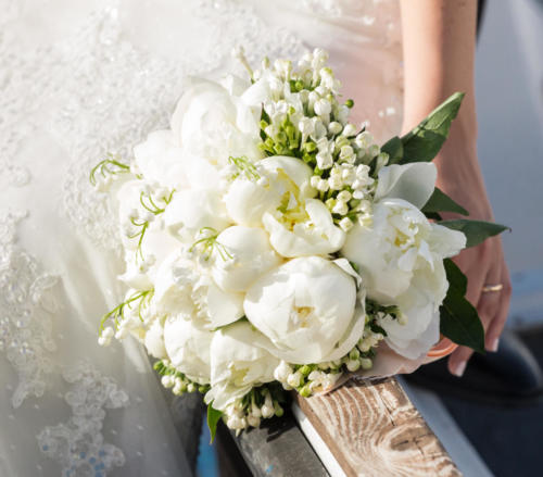 Bride holding wedding bouquet